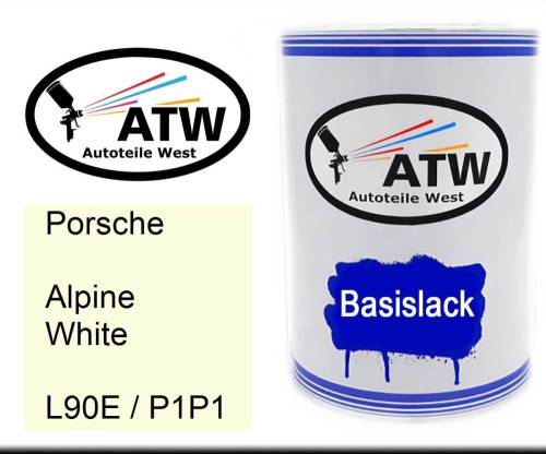Porsche, Alpine White, L90E / P1P1: 500ml Lackdose, von ATW Autoteile West.